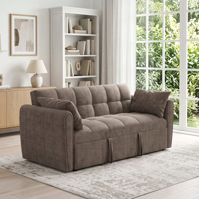 Canapé-lit pliable 2 en 1 en chenille de 165 cm avec dossier réglable et oreillers pour salon et chambre à coucher