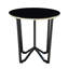 Table basse ronde et tables de bout, ensemble de 3 pièces, plateau en verre trempé noir, cadre en métal, meubles de salon modernes