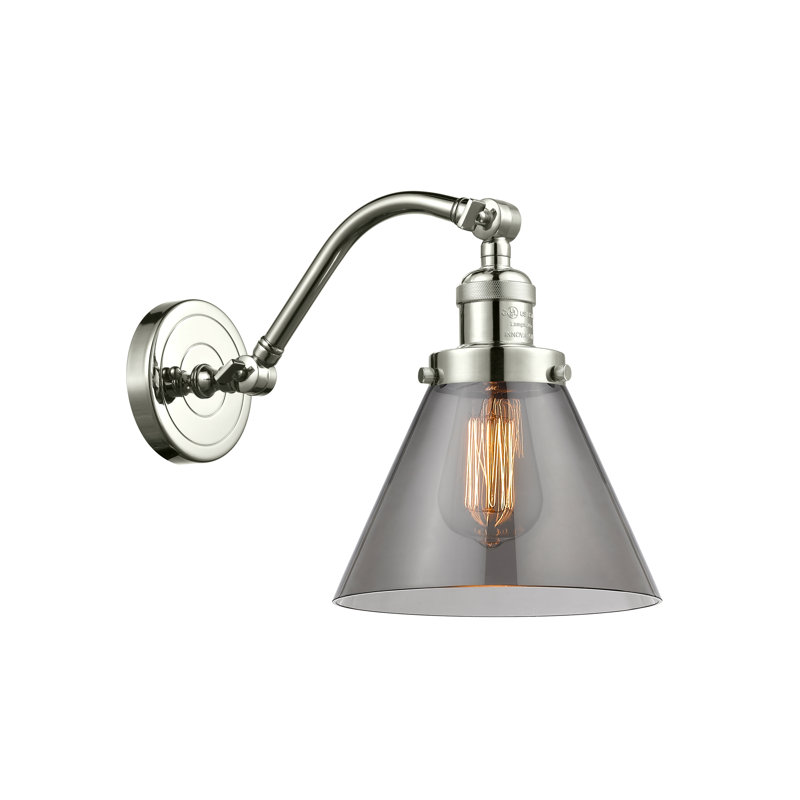 Applique murale 1 lumière Cone, DEL, Fumé, Nickel poli