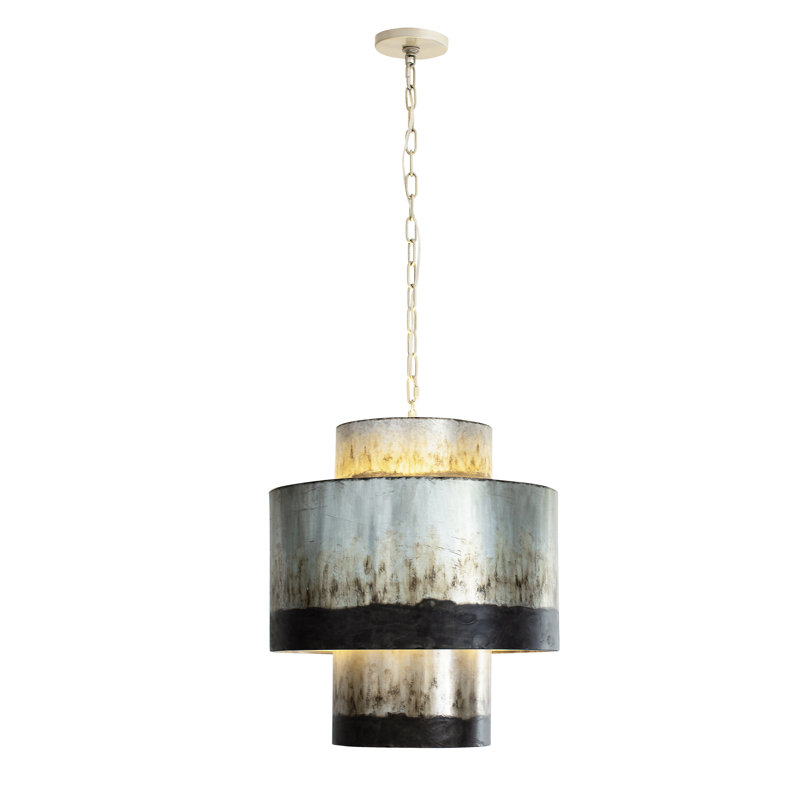 Grand luminaire suspendu 4 lumières Cannery, Silver, Ombre Galvanized