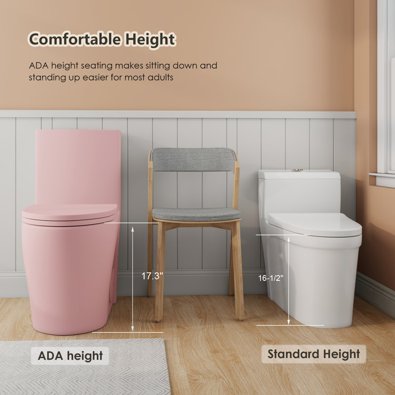 Toilette une pièce à double chasse, MaP 1000 g, hauteur confort 17 3/8 po ADA, cuvette allongée, siège brut de 12 po, fermeture en douceur et dégagement rapide, WaterSense