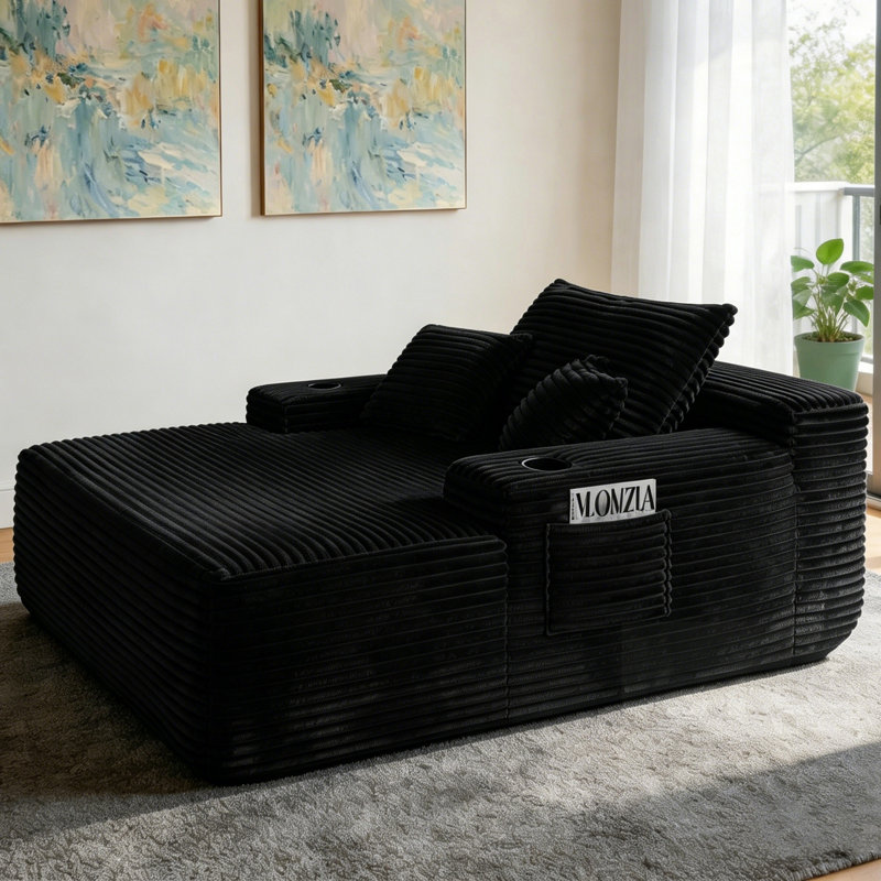 Méridienne convertible avec rembourrage moelleux, accoudoirs larges et coussins décoratifs pour un confort et une polyvalence ultimes
