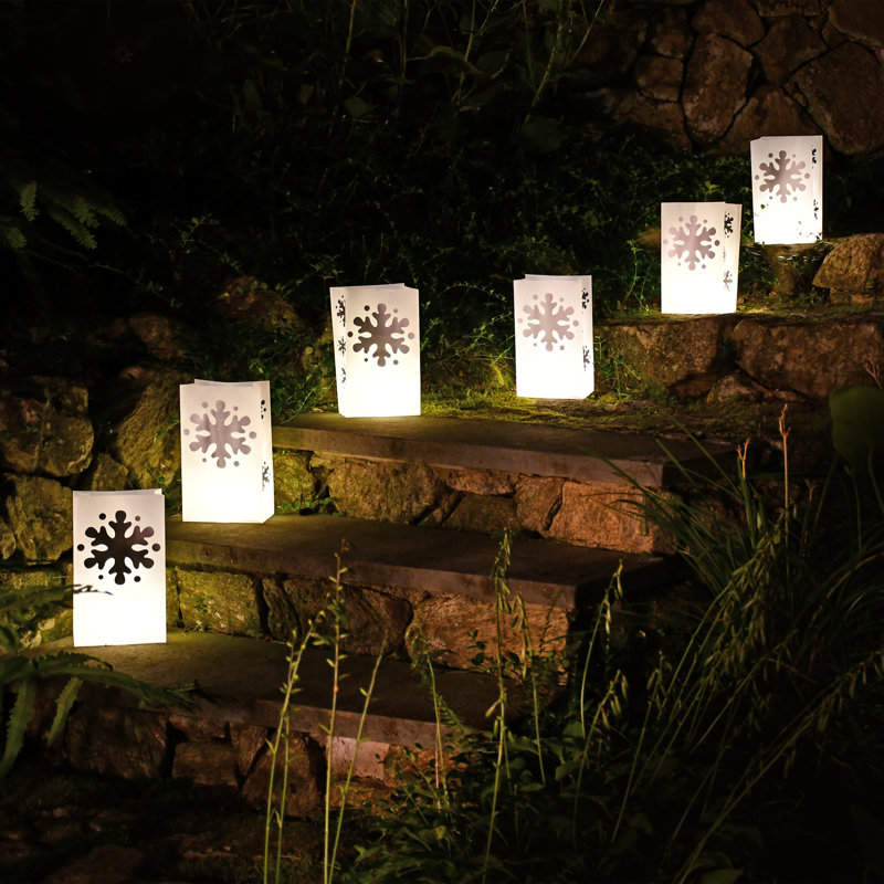 Battery Operated Luminaria Kit with Timer, Snowflake