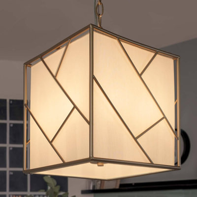 4-Light Modern Geometric Pendant with Fabric Shade