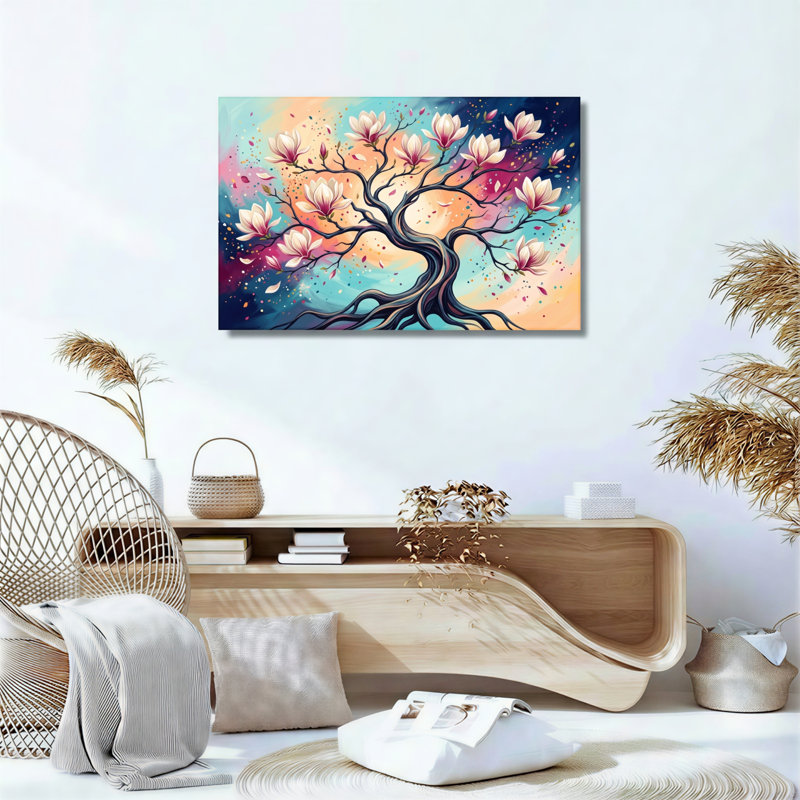 Arbre floral, art mural sur toile, ensemble de 1, H 36 po x l 48 po, Toile tendue