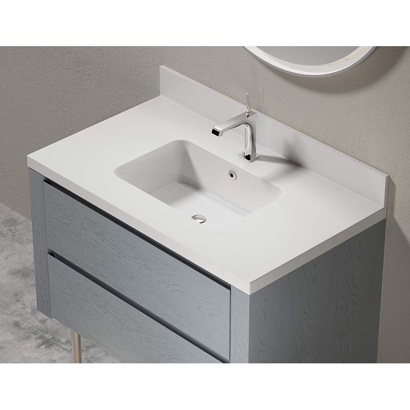37" White Stone Vanity Top with Integrated Basin
