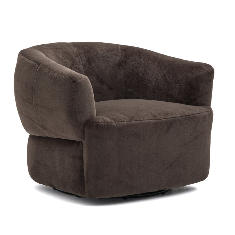 Fauteuil club pivotant en peluche Radia Modern, Marron foncé