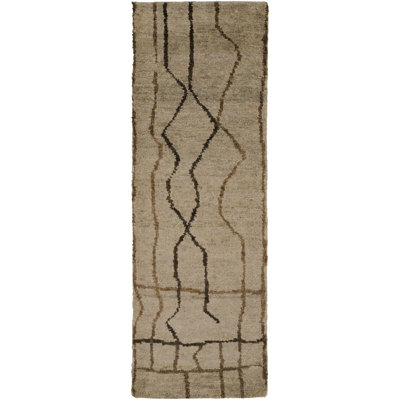 Tapis gris clair noué à la main Fite