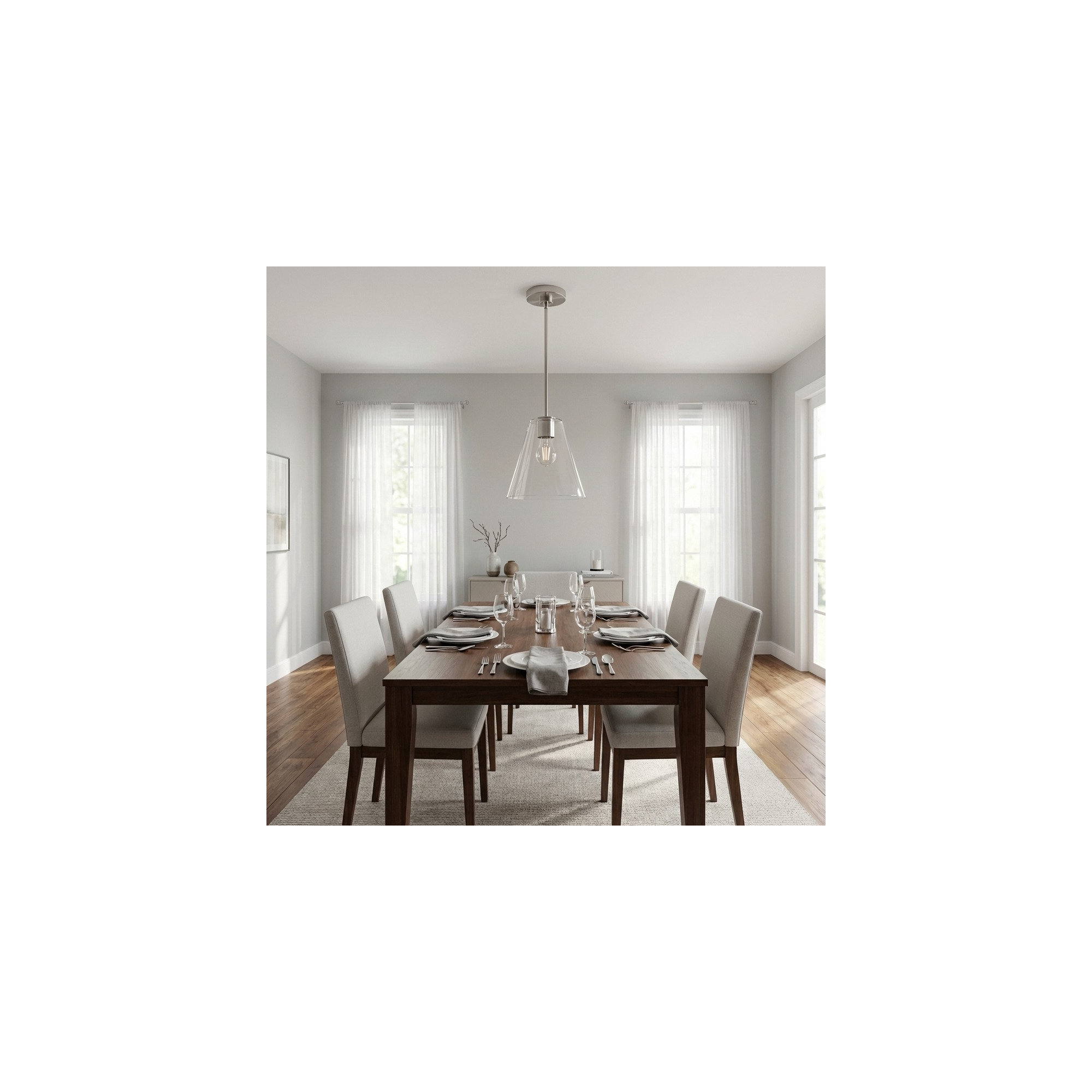 Hayden One Light Pendant, Clear, Brushed Nickel
