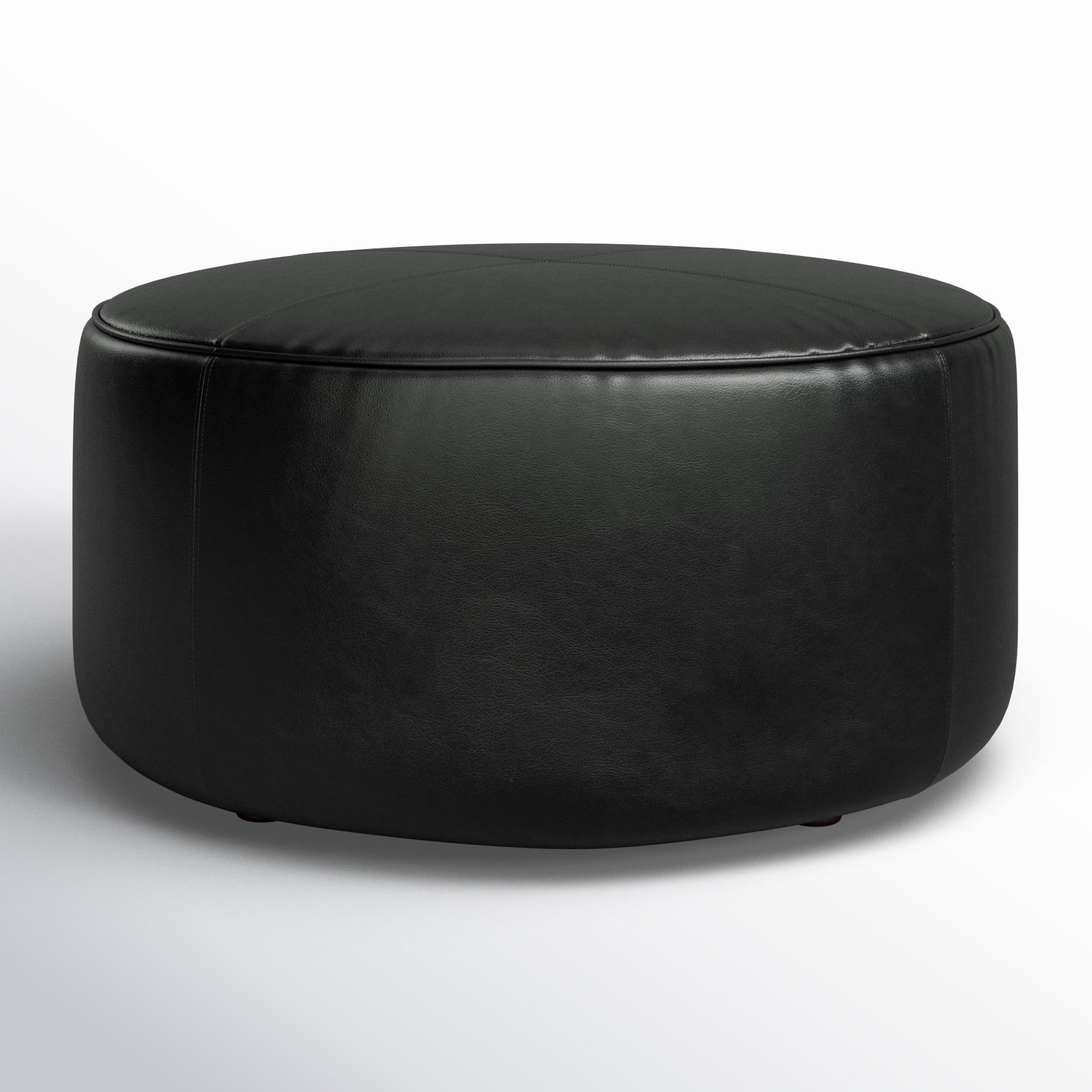 Murano 37" Genuine Leather Round Ottoman, Revelation Midnight Genuine Leather
