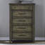 Ensemble de grand lit à panneaux, commode et miroir Gertraute-109423060