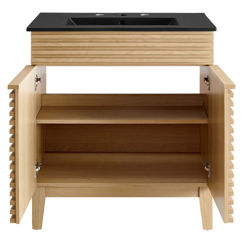 Modway Render 30" Bathroom Vanity, Oak/Black