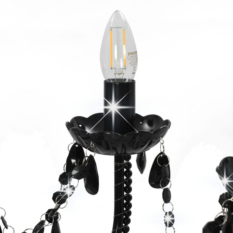 Shah 12 - Light Candle Style Chandelier, Black
