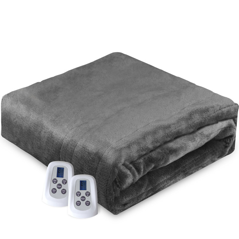 Couverture chauffante électrique en flanelle avec 4 niveaux de chauffage, Plaids, Carreaux, Rouge / noir