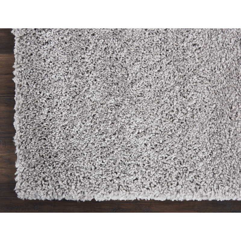 Tapis argenté à longs poils Sunny, Carré 7 pi 10 po
