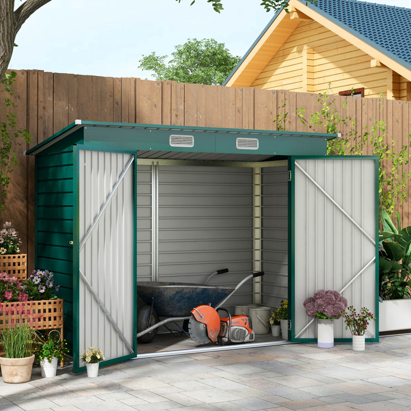 Outsunny 8 x 4FT Garden Shed Easy to Assemble Lockable Door, Green