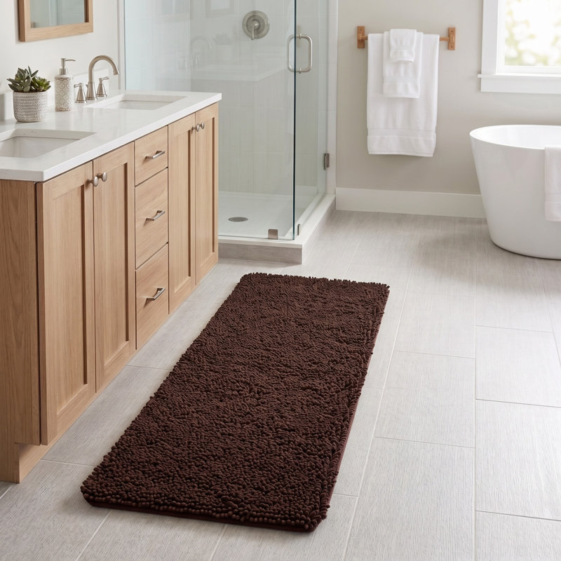 Tapis de bain en chenille 58 x 24 avec envers antidérapant - Mousse à mémoire de forme en chenille absorbante à velours épais