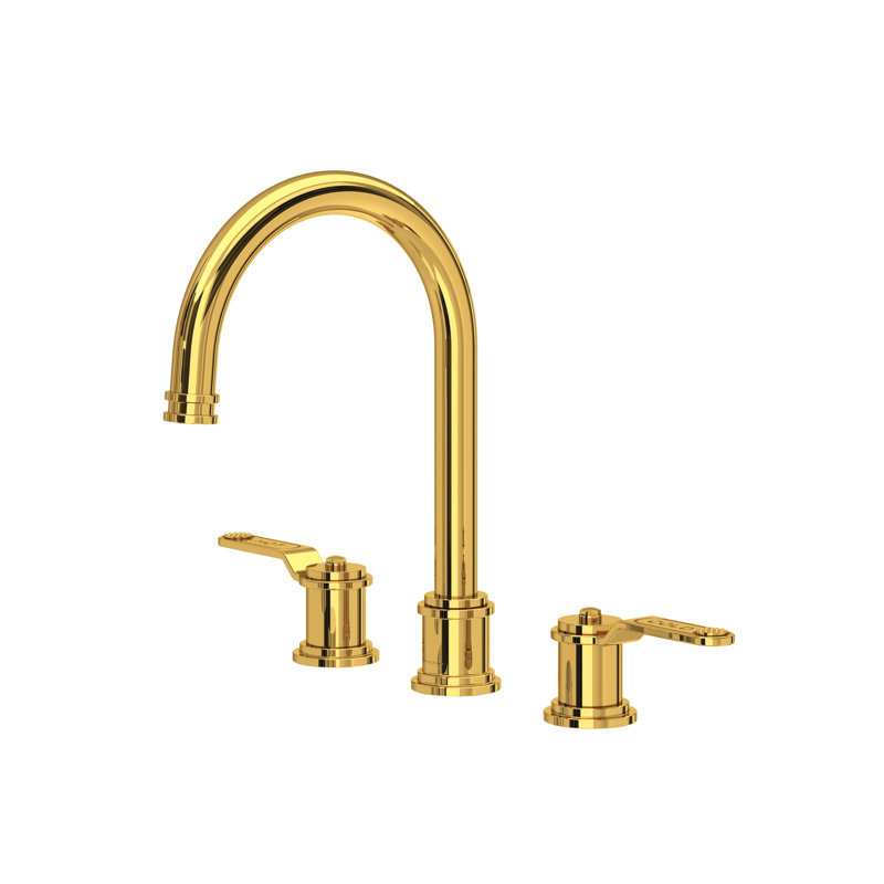 Armstrong Widespread Lavatory Faucet With C-Spout, Unlacquered Brass