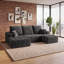 Canapé d'angle modulaire compressé en forme de U de 277 cm de large avec méridienne et pouf, 3 pièces, revêtement en velours côtelé, assise profonde, ressorts ensachés et 5 coussins pour salon, aucun assemblage requis, gris-1657819417-1657819421