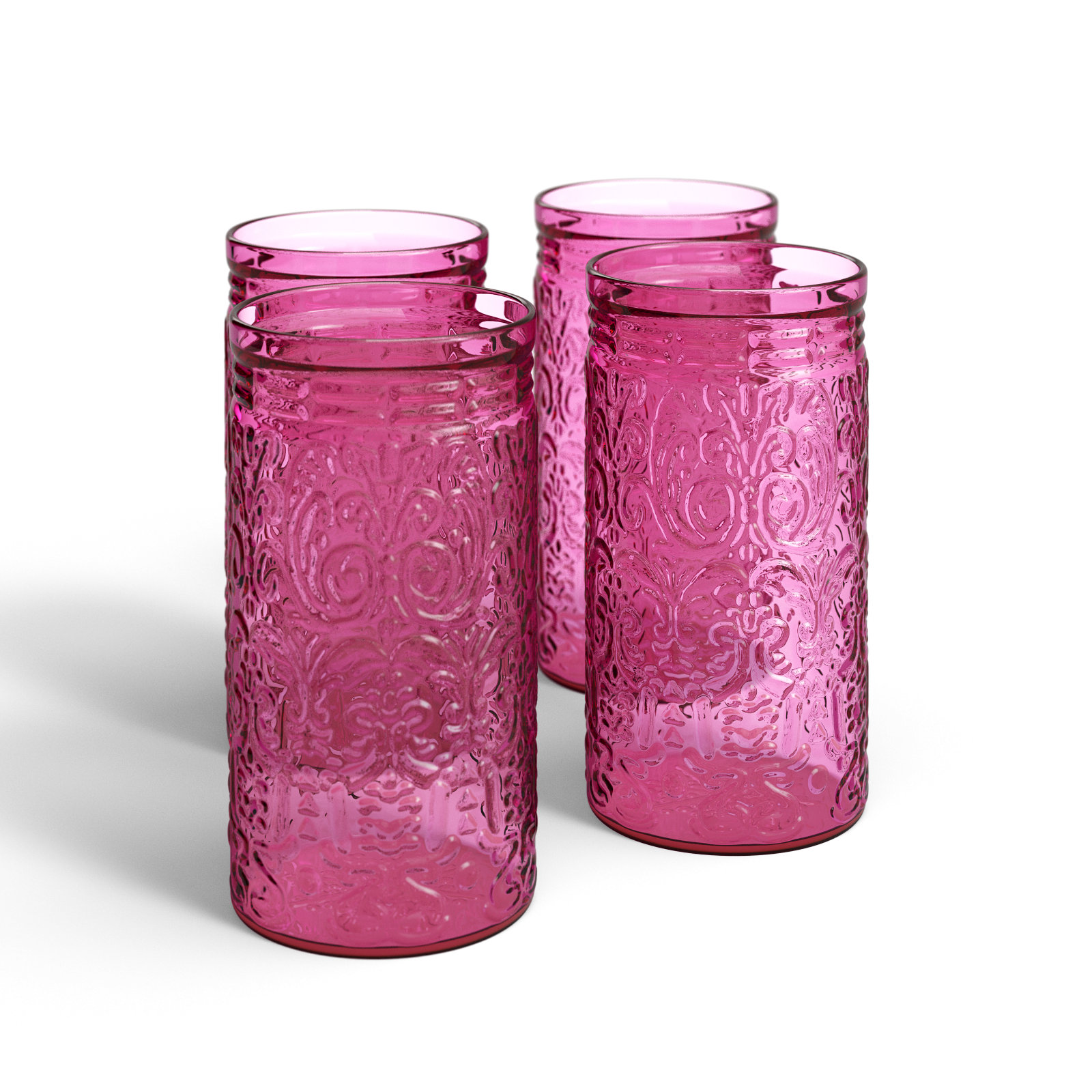Jax Glass Highball 14 oz, 4, Hot Pink