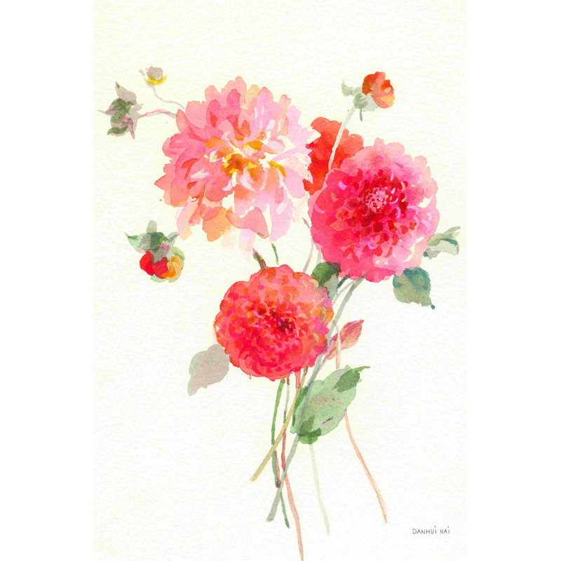 Summer Dahlias II - Peinture, H 18 po x l 12 po, Non, Toile tendue