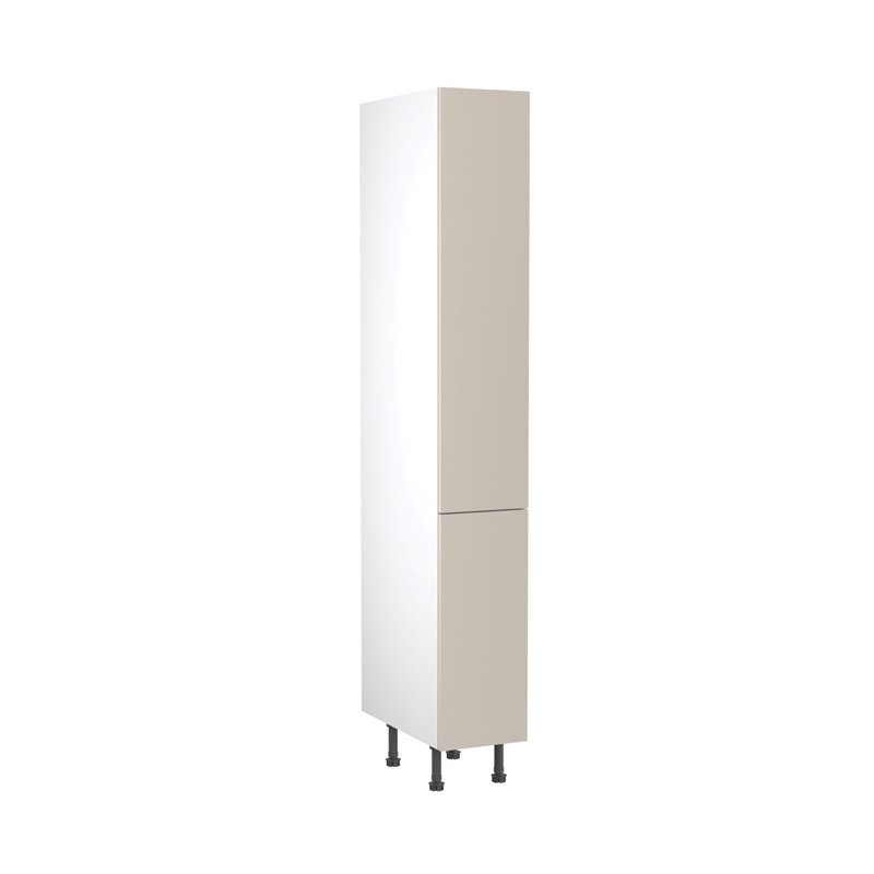 KitchenKit Flatpack Slab Matt Tall Unit Larder, 212cm H x 30cm W x 57cm D, Light Grey