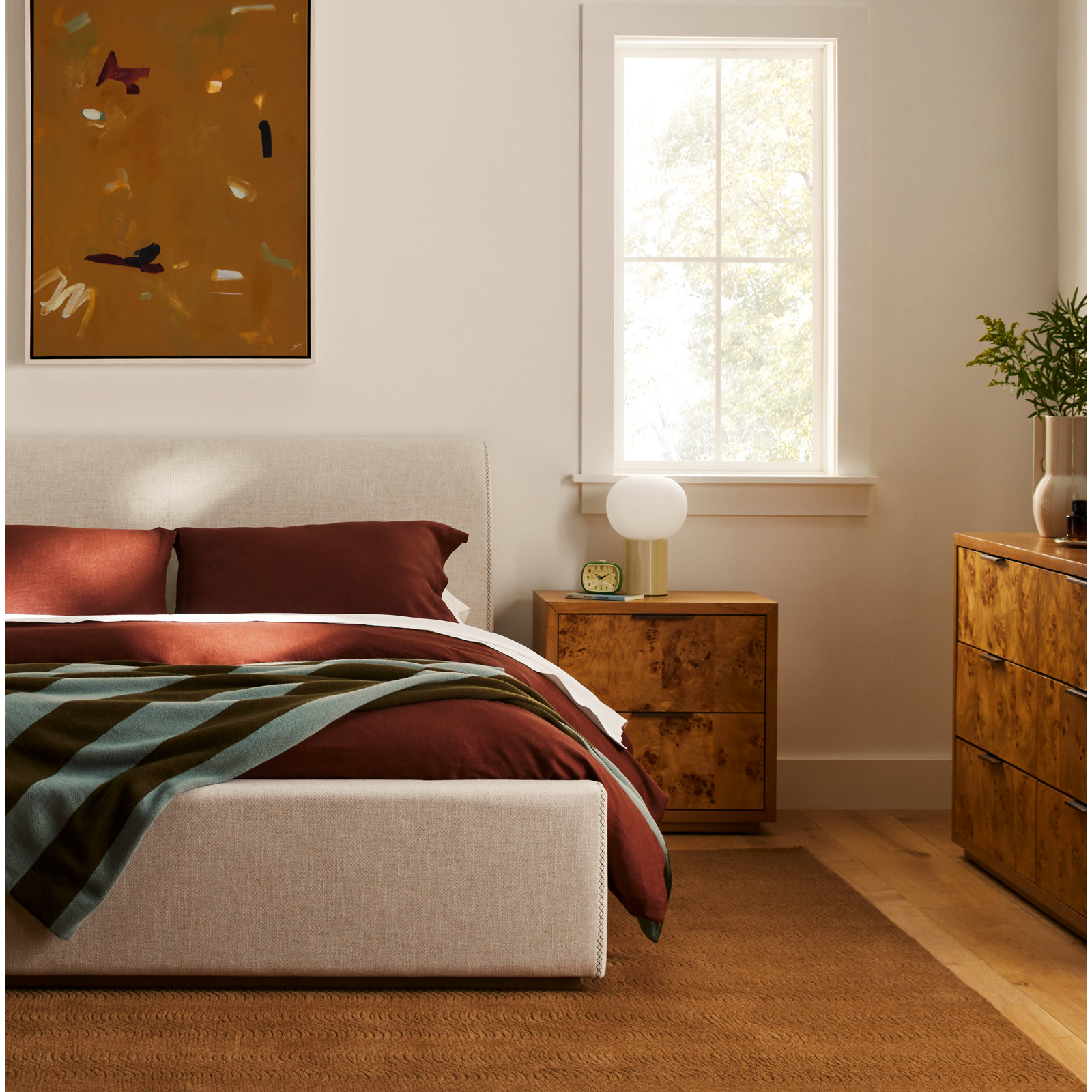 AllModern Contour Hand Loomed Wool Geometric Mocha Area Rug, Rectangle 7'10" x 10'