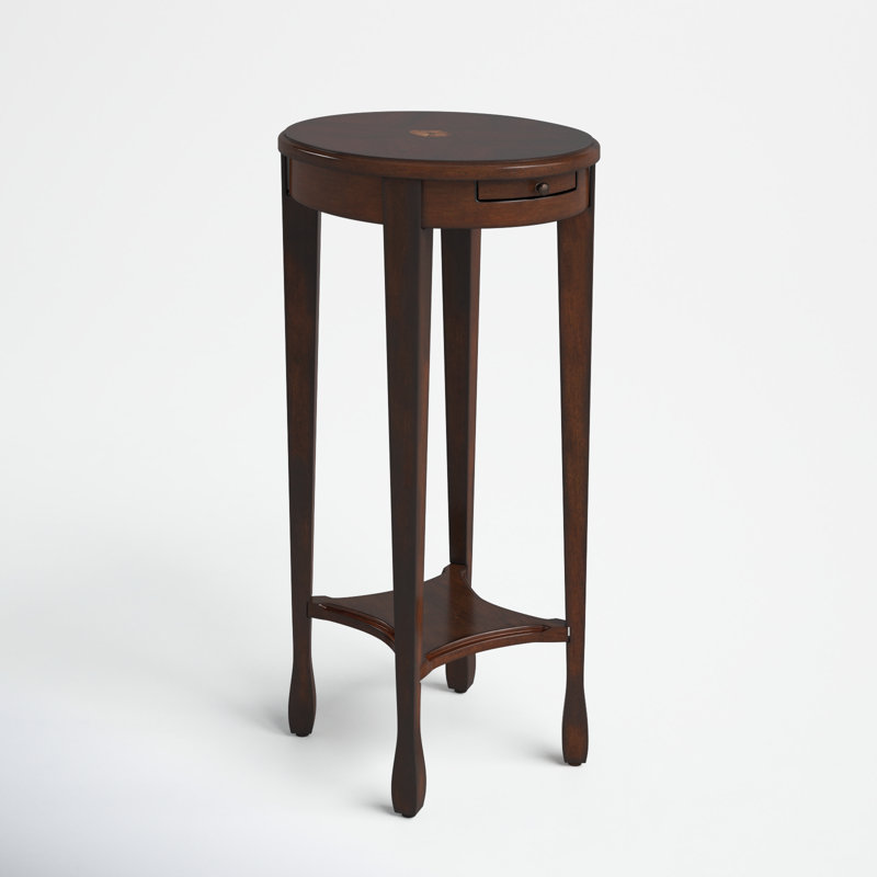 Bette Oval End Table With Storage, Cherry Veneer