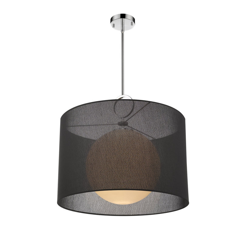 Luminaire suspendu cylindrique à 1 lumière Cayenne, H 22,75 po x l 24 po x P 24 po, Noir