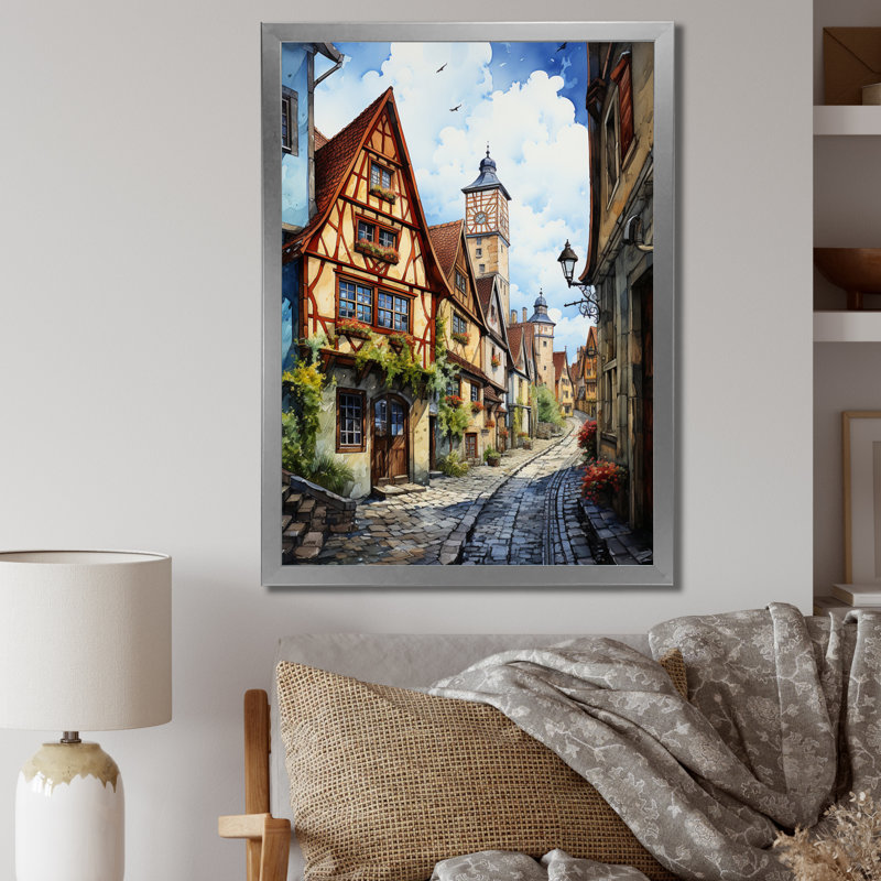 Kristella Allemagne Rothenburg Street II, H 40 po x l 30 po x P 1,5 po, Cadre photo argenté