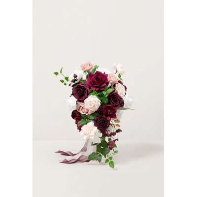 Bouquet de mariée cascade Ling's Moment, couleur Marsala et Crème