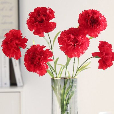Carnations Artificial Flowers 6pcs Real Touch Carnation Flowers Silk Flowers with Stems for Wedding Bouquets for Bridal Home Table Centerpieces Floral Arrangements
