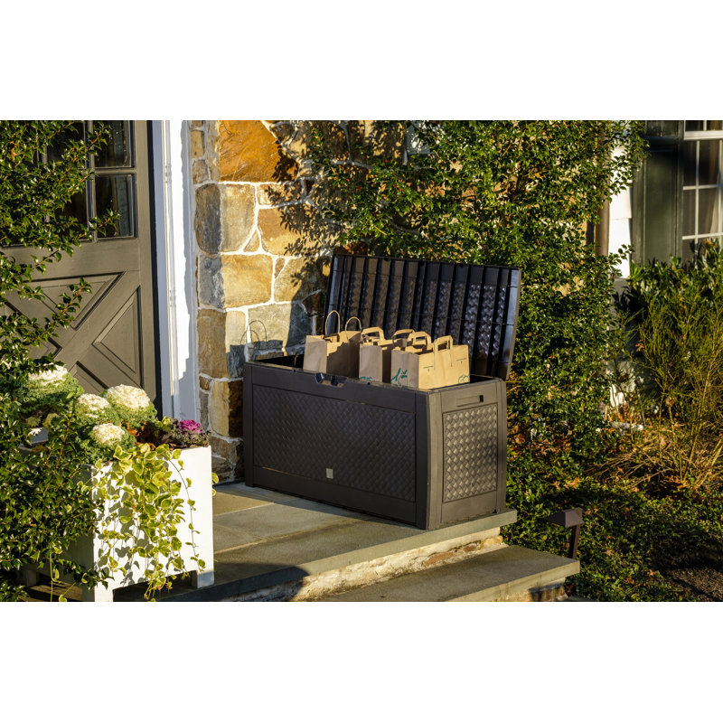 Alfresco Home 47'' W 82 Gallons Water Resistant Resin Lockable Deck Box with Wheels in Grey