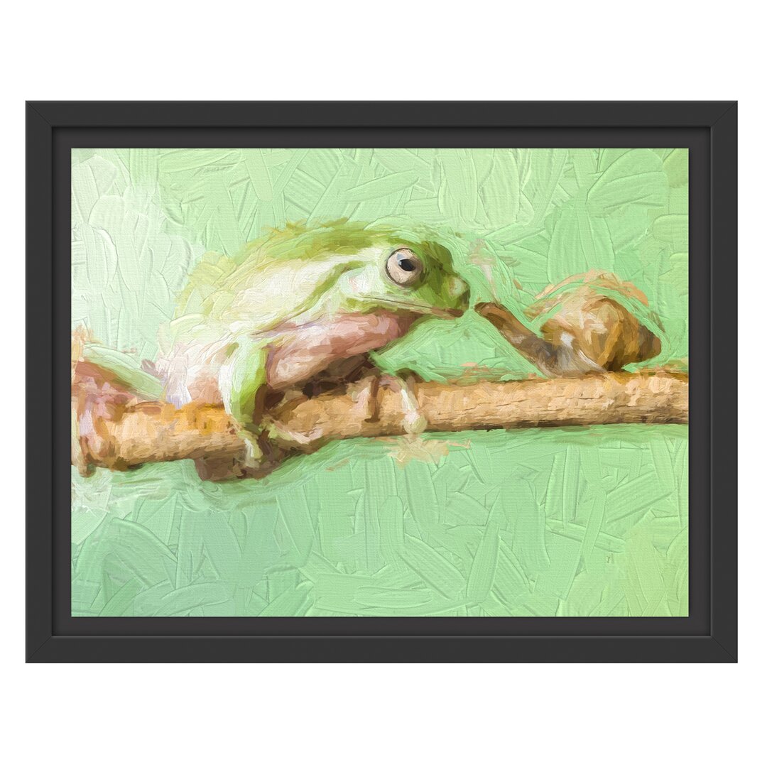 Gerahmtes Poster Der Frosch und die Schnecke