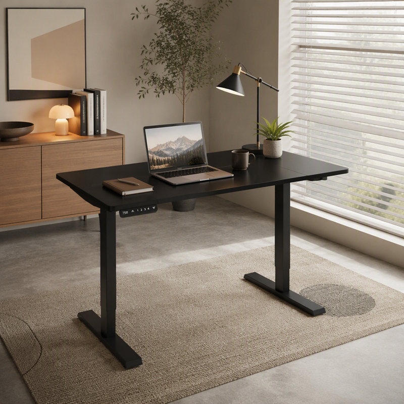Bureau assis-debout électrique réglable en hauteur, table moderne pour ordinateur et jeux vidéo, idéale pour le bureau à domicile.