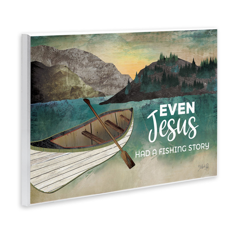 «Jesus Had Fishing Story», art mural sur bois par Marla Rae, H 10 po x l 15 po