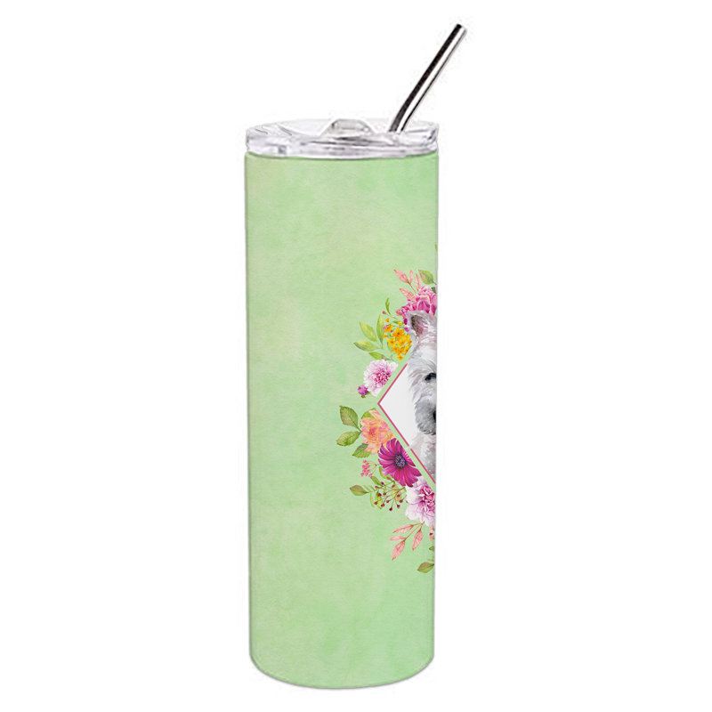 E23BF9F8391D466E9CA4F8DFEBD9A7DB de verre 20 oz à double paroi en acier inoxydable chiot, West Highland White Terrier, Vert