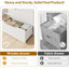 Commode 5 tiroirs en bois blanc, commode verticale haute 50 po pour chambre à coucher, salon, couloir-1132187281