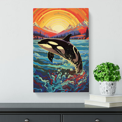 Orca Whale Art Deco Art - Wrapped Canvas