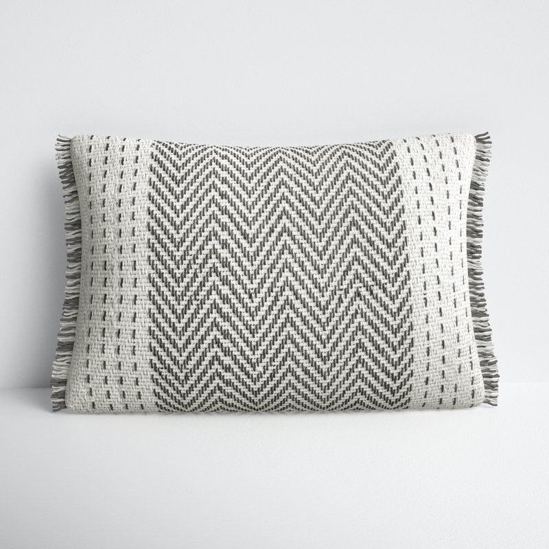 Carey Kantha Stitch Throw Pillow, Cover Only, Gray/Ivory