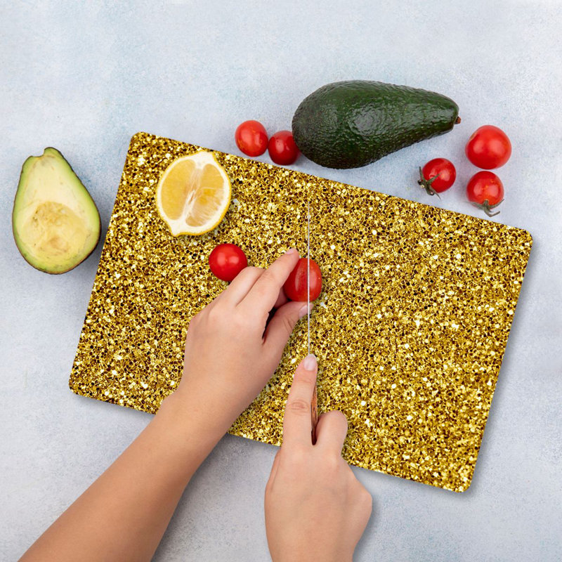 Planche à découper en verre trempé de qualité supérieure Flourish, 9,8 x 13,8 pouces | Pieds en silicone 100% antibactériens, faciles à nettoyer et antidérapants | Cuisine durable indispensable pour une préparation sécuritaire des aliments, design élégant et fonctionnel
