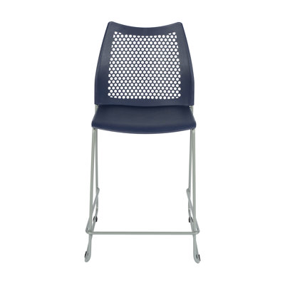 Stackable Sled Base Barstool With Vented Back And Integrated Footrest