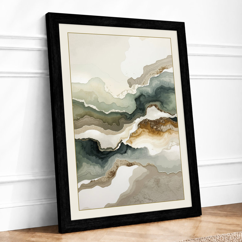 Layered Horizons Minimalist - Framed Print, A3 - 42.0 x 29.7 cm, Black