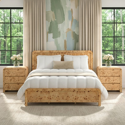 Ensemble de chambre à coucher en bois de ronce 3 pièces Cora