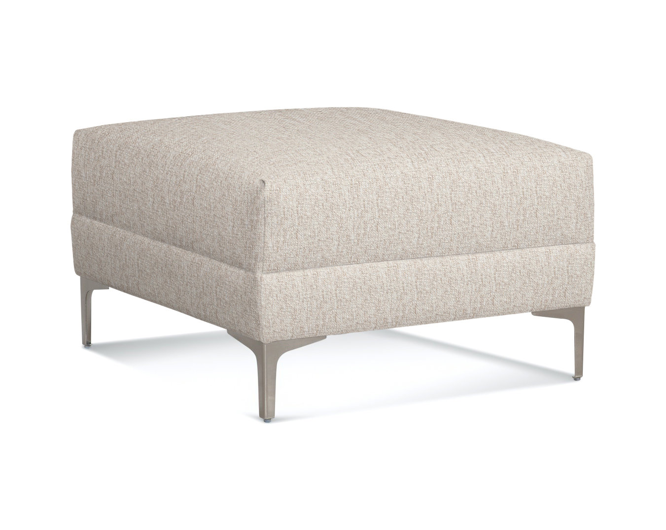 Alexa Upholstered Ottoman, Snow Crypton Performance Polyester Blend