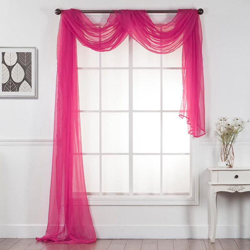 Giannoula Sheer Window Scarf Single Panel, 37" W X 216" L, Hot Pink