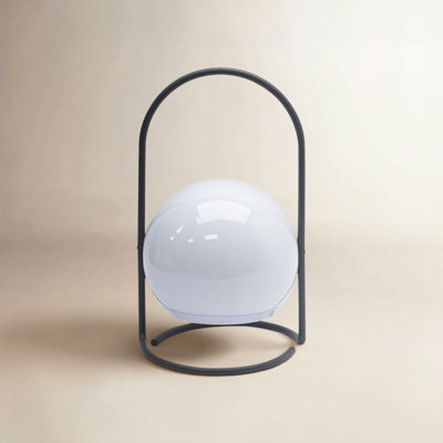 Gray Flameless Outdoor Lantern Circular Candle