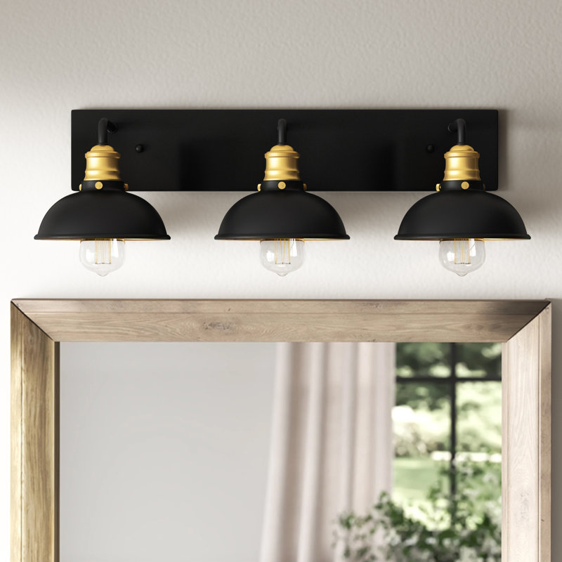 Éclairage pour meuble-lavabo à 3 lumières à intensité variable noir / laiton / mat Ingrid