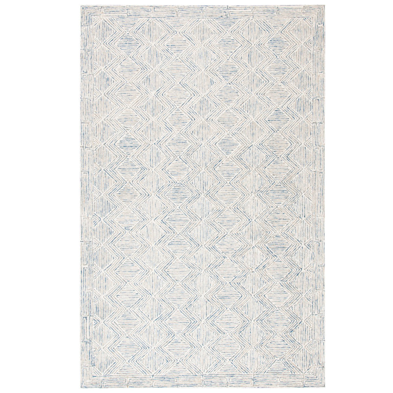 Tapis géométrique en laine et coton touffeté à la main Cave Spring, Rectangle de 5 pi x 8 pi