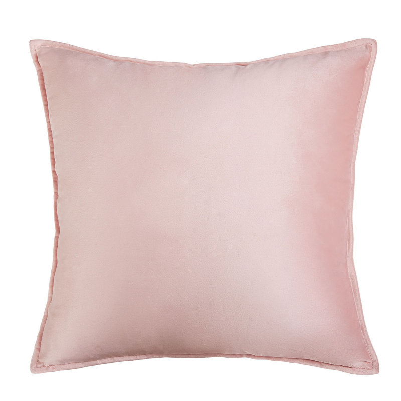 Housse et insert de coussin carré en velours , Rose clair, H 18 po x l 18 po